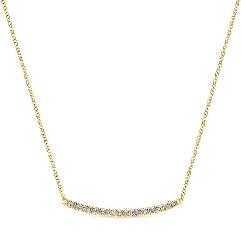 Yellow Gold Curved Bar Necklace