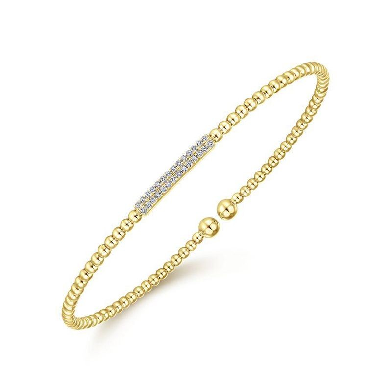 Yellow Gold Bujukan Bead Cuff Bracelet with Diamonds