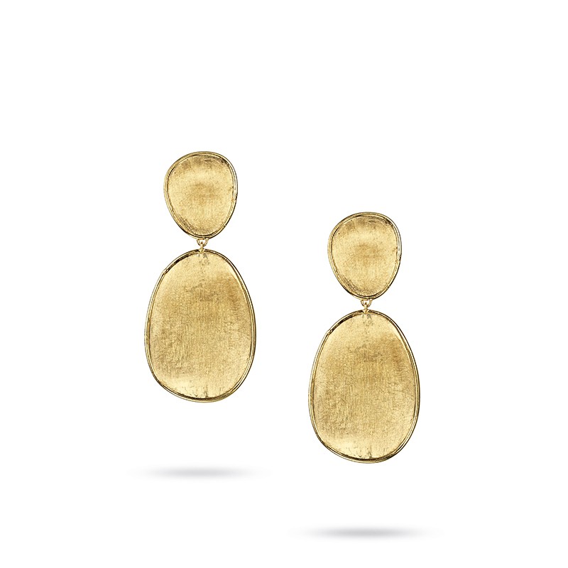 18k Yellow Gold Lunaria Gold Small Double Drop Earrings