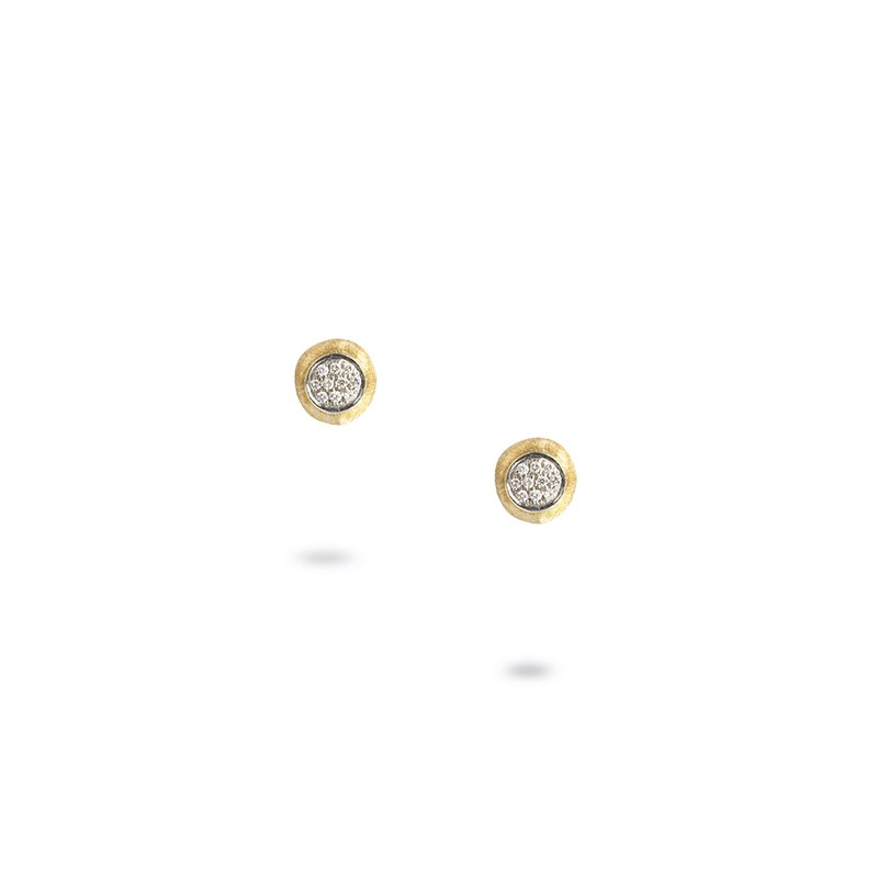 Delicati Gold and Diamond Pave Stud Earrings