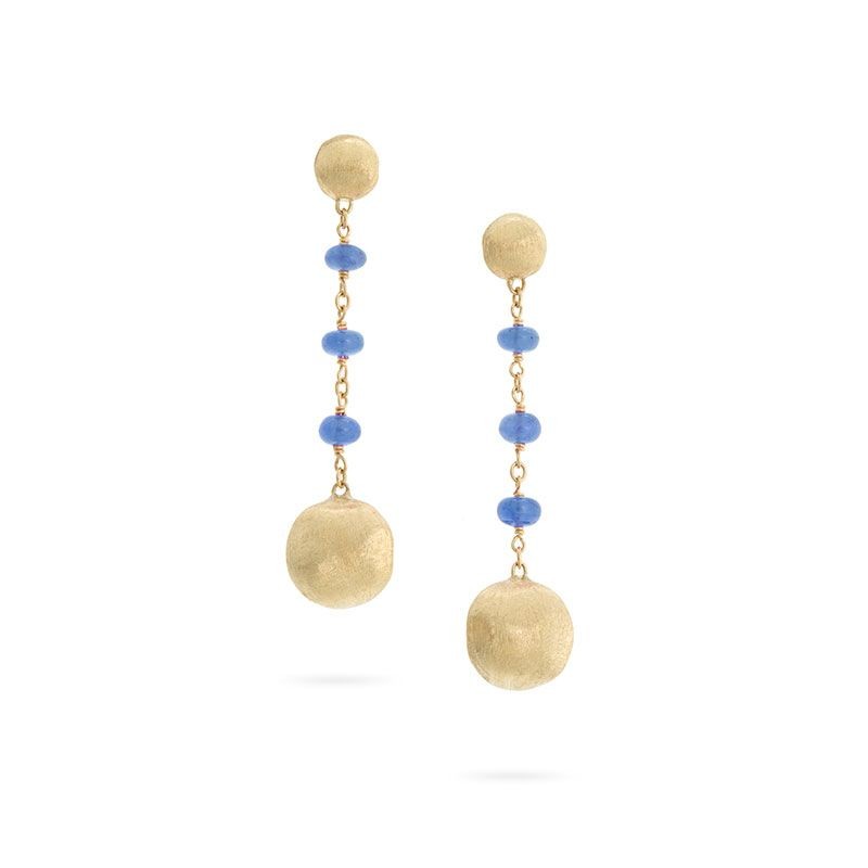 18k Yellow Gold and Sapphire Drop Earrings
