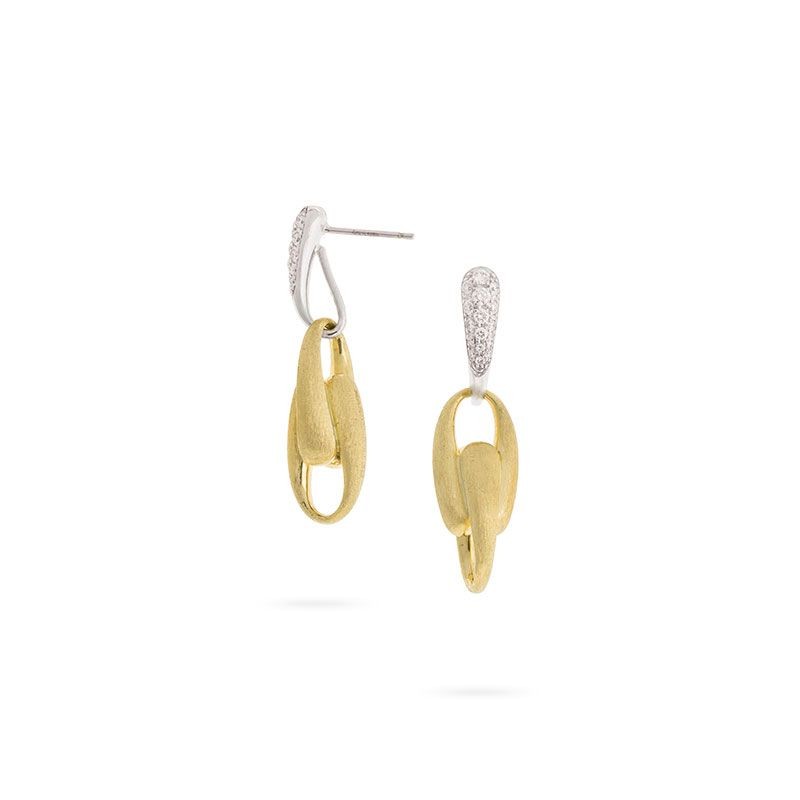 18k Yellow Gold and Diamond Link Drop Earrings