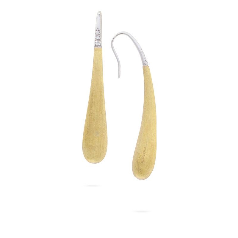 18k Yellow Gold and Diamond Modern Teardrop Earrings