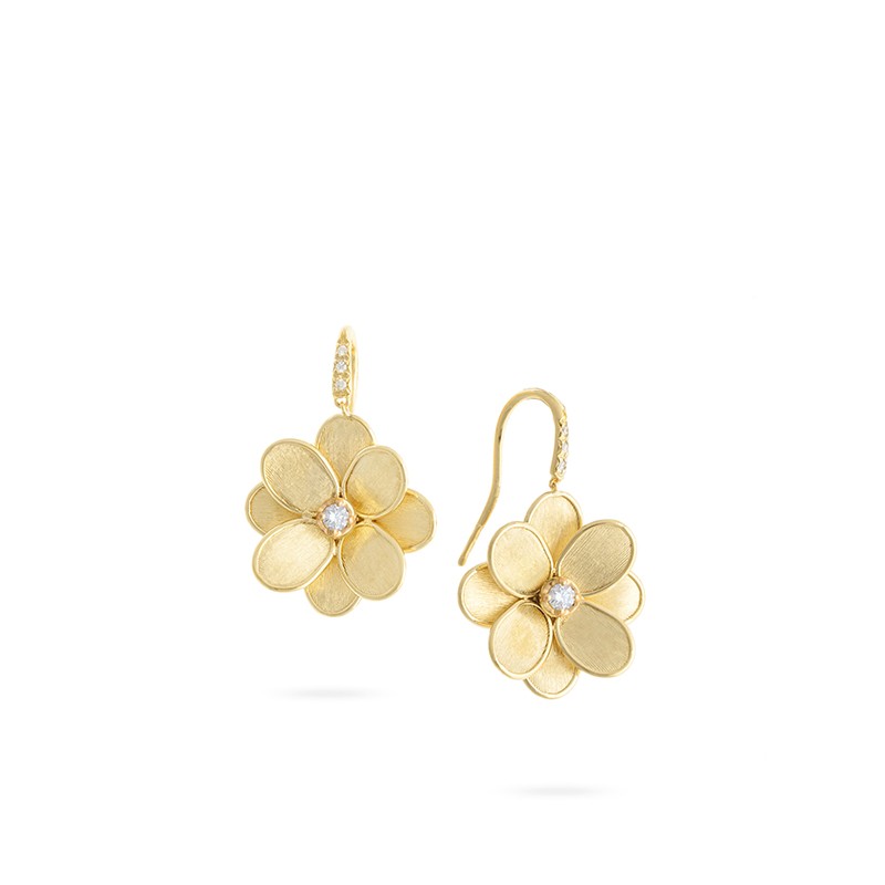 Petaili French Hook Flower and Diamond Earrings