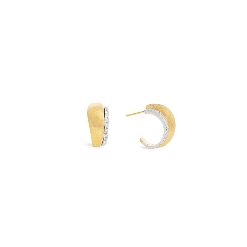 18k Yellow Gold and Diamond Small Hoop Earrings