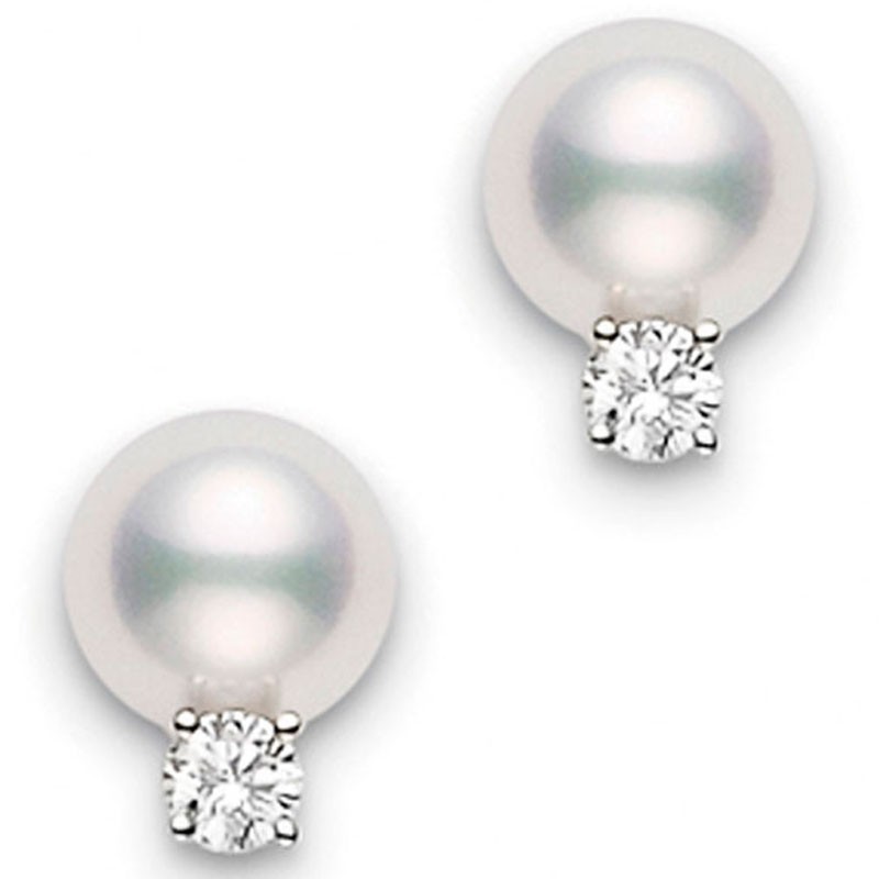 Essentials Collection Pearl and Diamond Stud Earrings