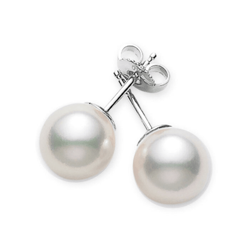18k White Gold Pearl AA Stud Earrings