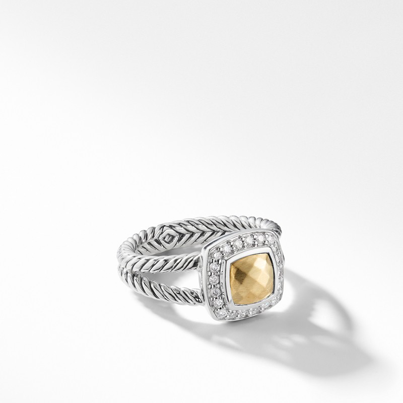 Petite Albion® Ring with 18K Gold Dome and Diamonds