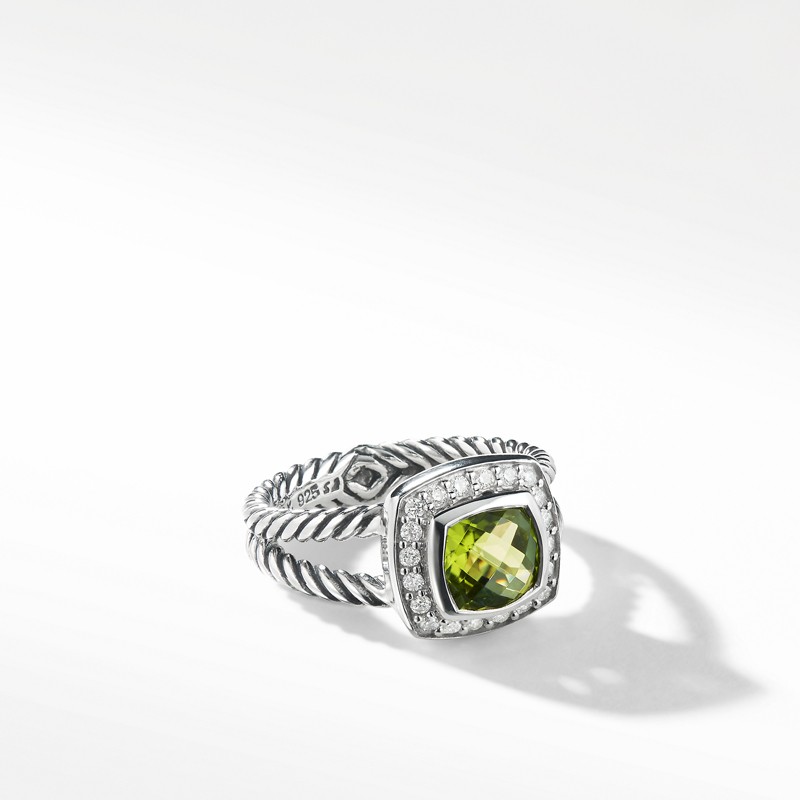 Petite Albion Ring with Peridot and Diamonds