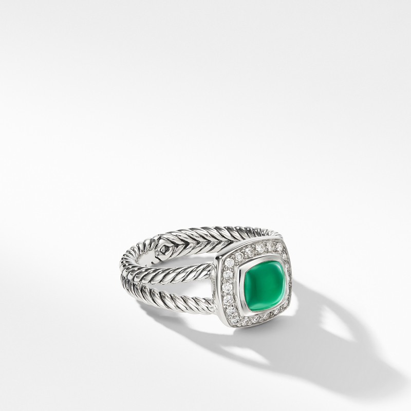 Petite Albion® Ring with Green Onyx and Diamonds