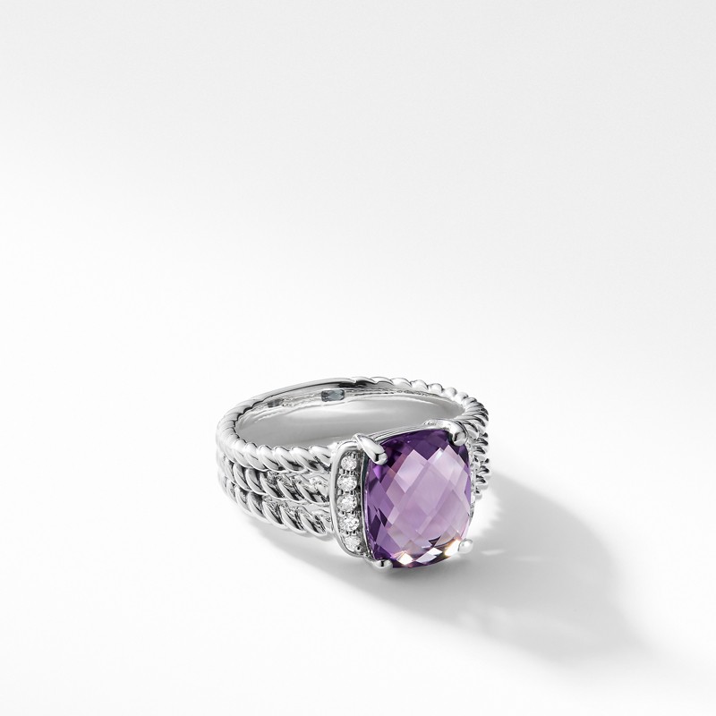 Petite Wheaton Ring with Amethyst and Diamonds