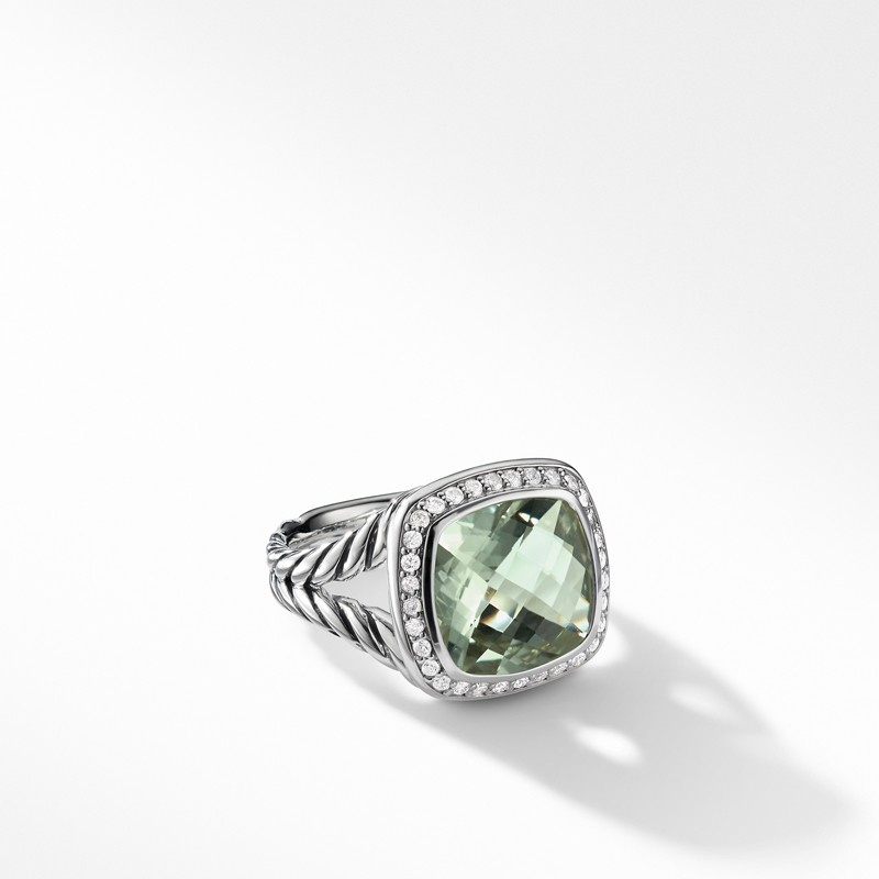Albion® Ring with Prasiolite and Diamonds