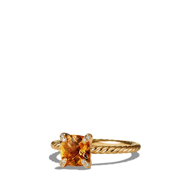 Ring with Citrine and Diamonds in 18K Gold