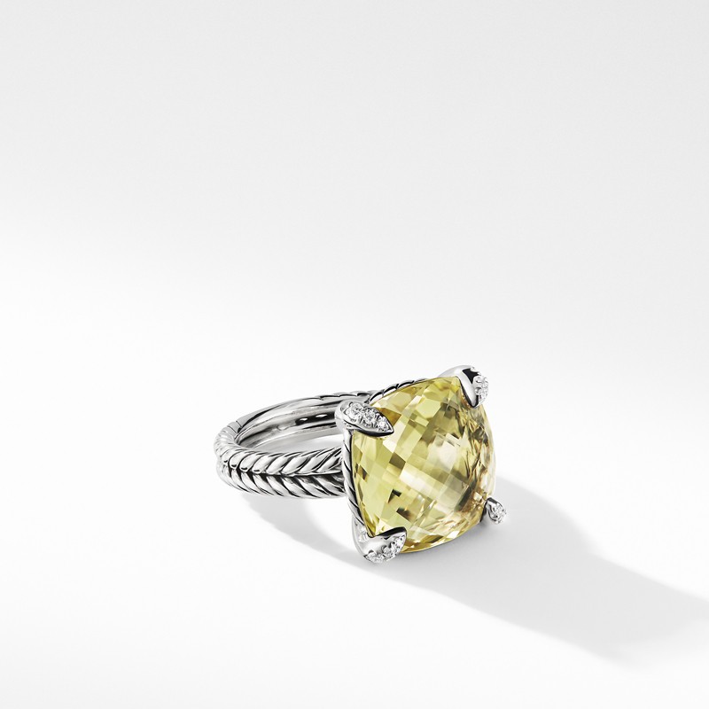 Ring with Lemon Citrine and Diamonds