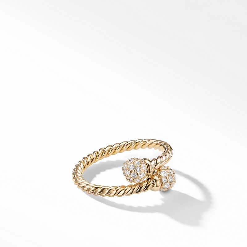 Petite Solari Bypass Ring with Diamonds in 18K Gold