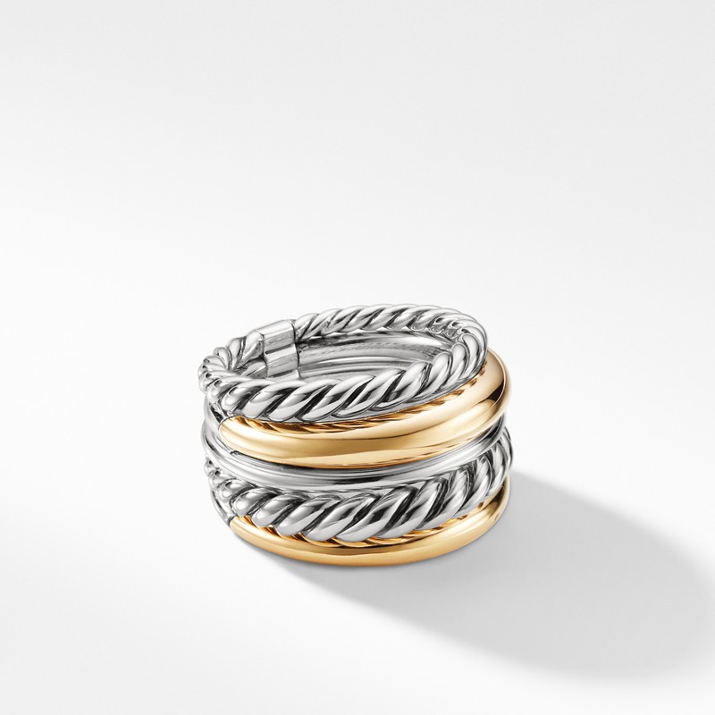 Pure Form Wide Ring with 18K Gold
