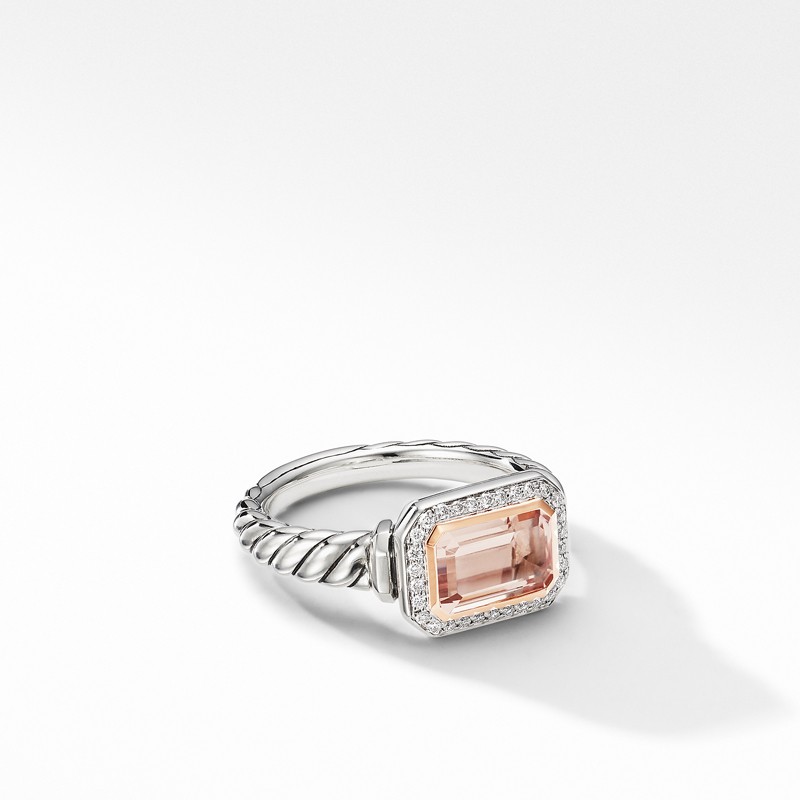 Novella Ring with Morganite Pave Diamonds and 18K Rose Gold