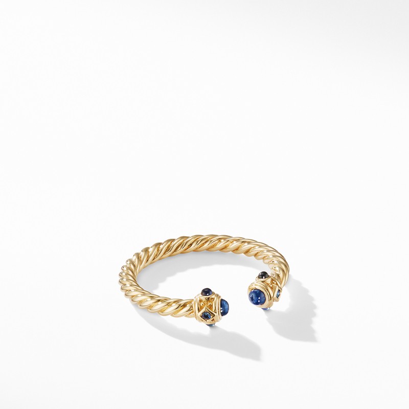 Renaissance Ring in 18K Gold with Blue Sapphires
