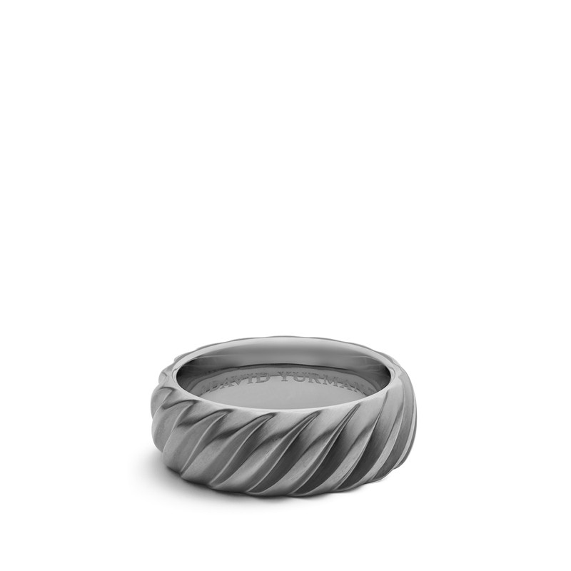 Modern Cable Wide Band Ring with Gray Titanium