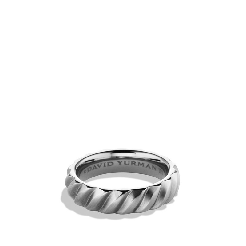Modern Cable Narrow Band Ring with Gray Titanium