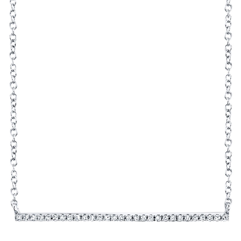 White Gold and Diamond Bar Necklace