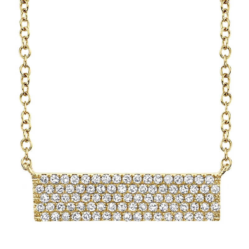 Yellow Gold Diamond 5 Row Bar Necklace