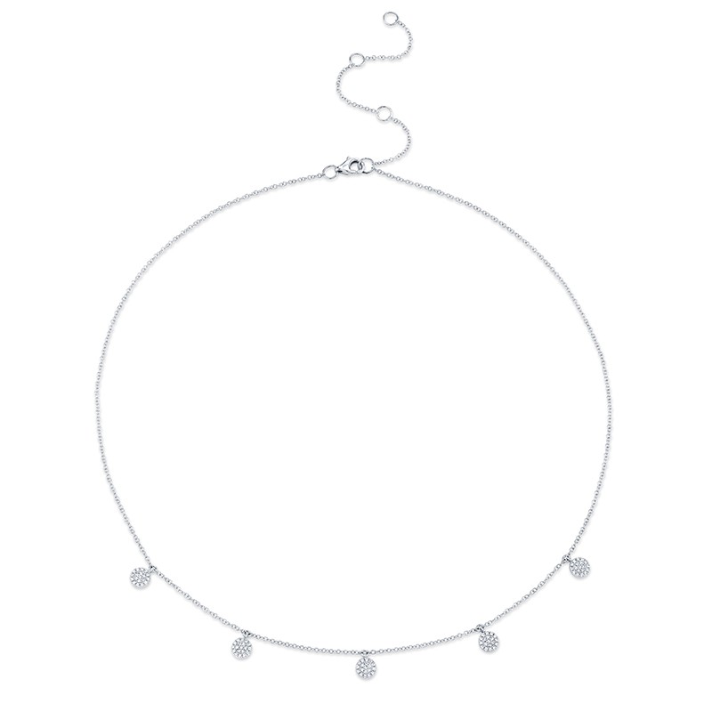 White Gold and Diamond 5 Circle Dangle Necklace