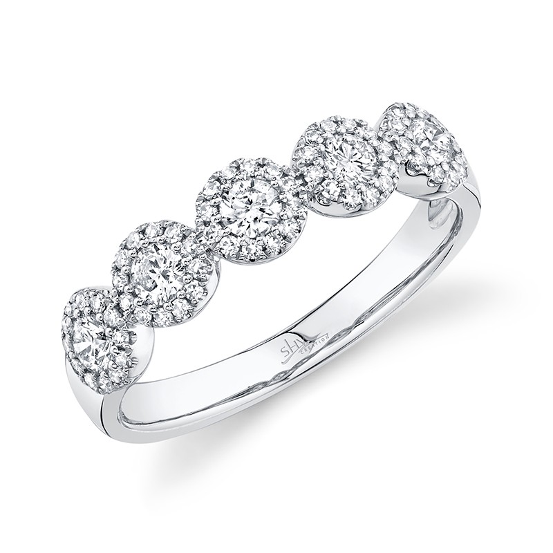 White Gold and Diamond 5 Round Cluster Stack Ring
