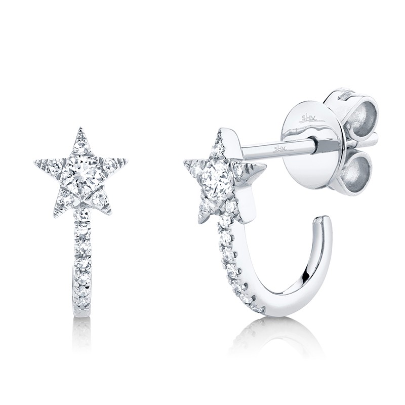 White Gold and Diamond Star Earring