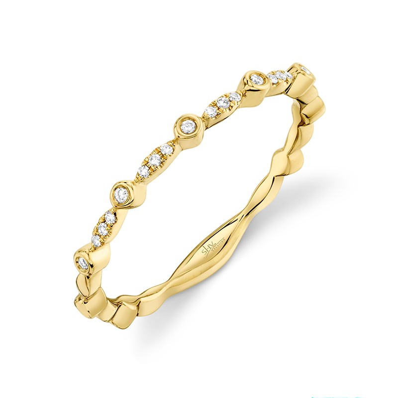 Yellow Gold and Diamond Alternating Shape Stack Ring