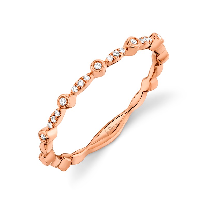 Rose Gold and Diamond Alternating Shape Stack Ring