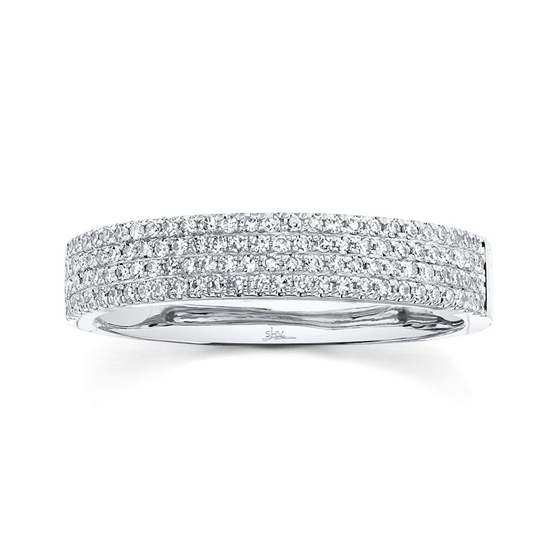 White Gold and 4 Row Diamond Stack Ring