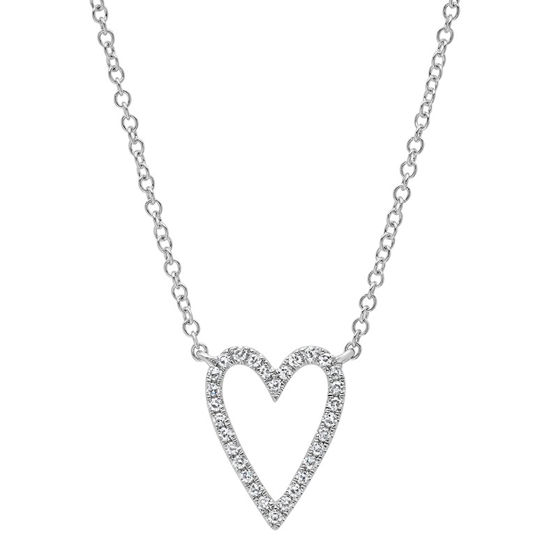 White Gold Open Heart Diamond Necklace