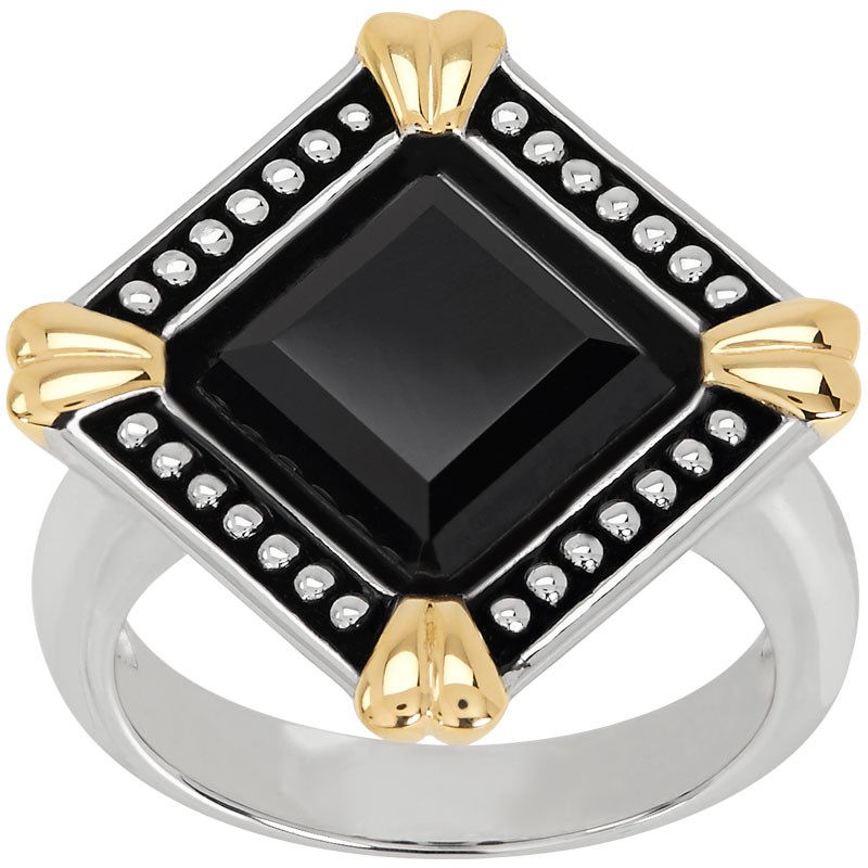 Sterling Silver Ring with Octagonal Onyx Gemstone