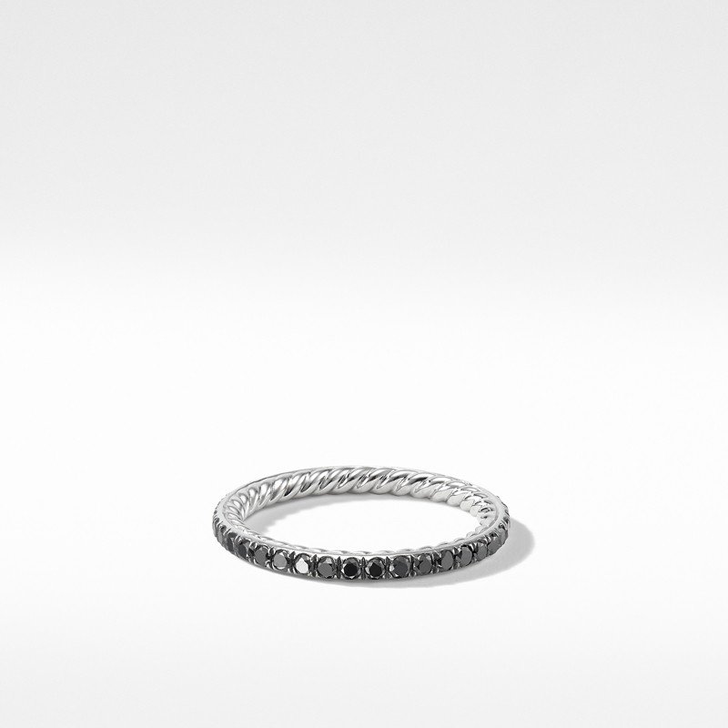 DY Eden Band Ring in Platinum with Black Diamonds