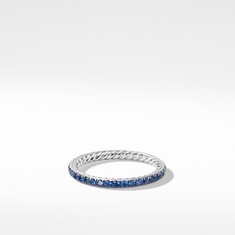 DY Eden Band Ring in Platinum with Blue Sapphires