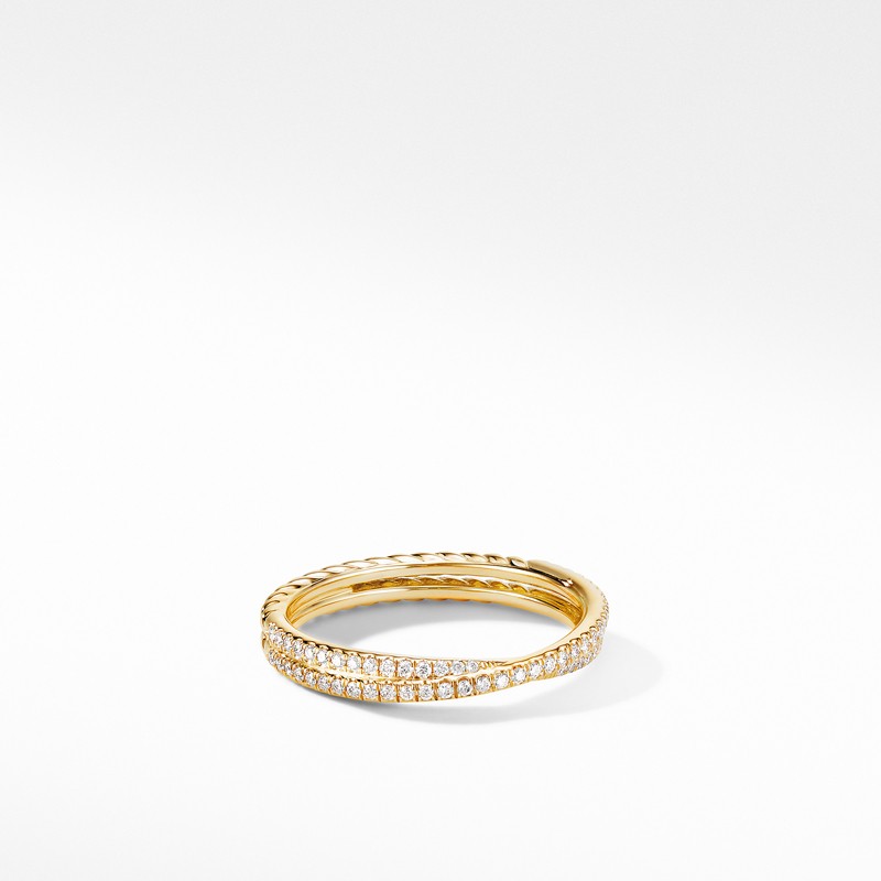 Micro Pavé DY Crossover® Band Ring in 18K Yellow Gold