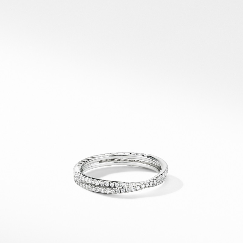 Micro Pavé DY Crossover® Band Ring in Platinum