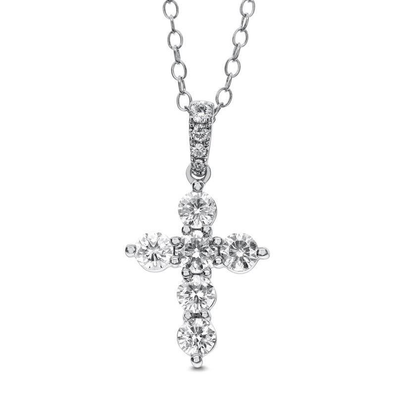18k White Gold 20mm Diamond Cross Necklace