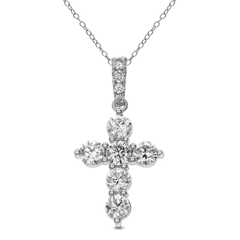 18k White Gold 23mm Diamond Cross Necklace