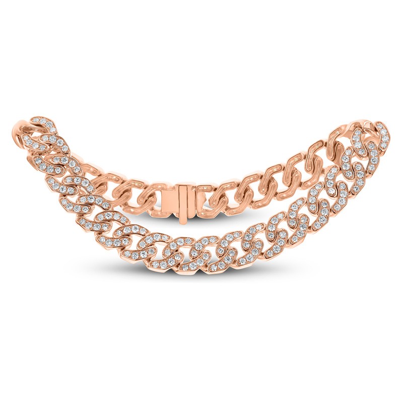 18k Rose Gold Pave Diamond Curb Link Bracelet