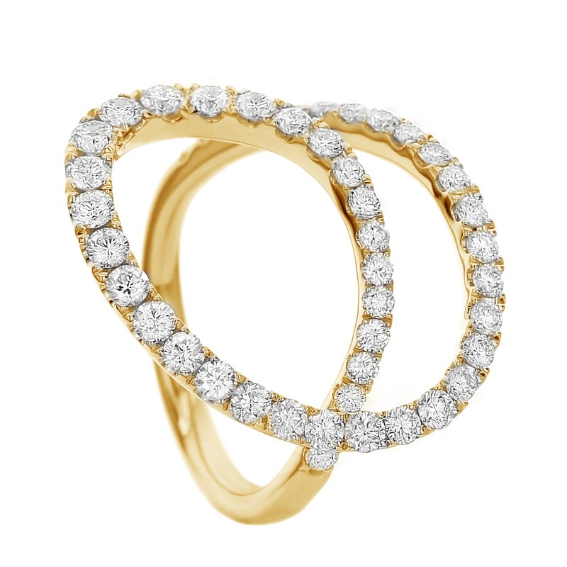 18k Yellow Gold Swirl Diamond Ring