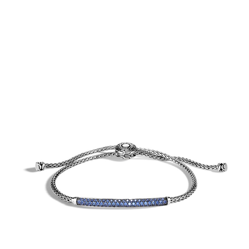 Classic Chain Pull Through Bracelet with Blue Sapphire
