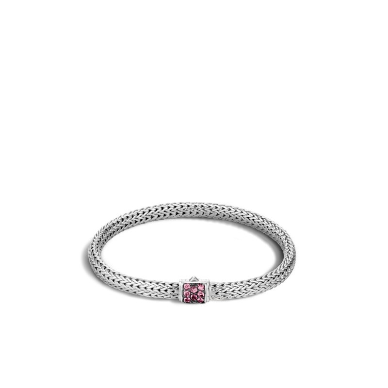 Classic Chain Bracelet with Pink Spinel