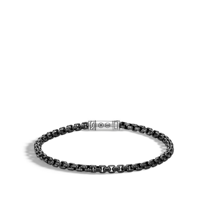 Blackened Silver Box Chain Bracelet