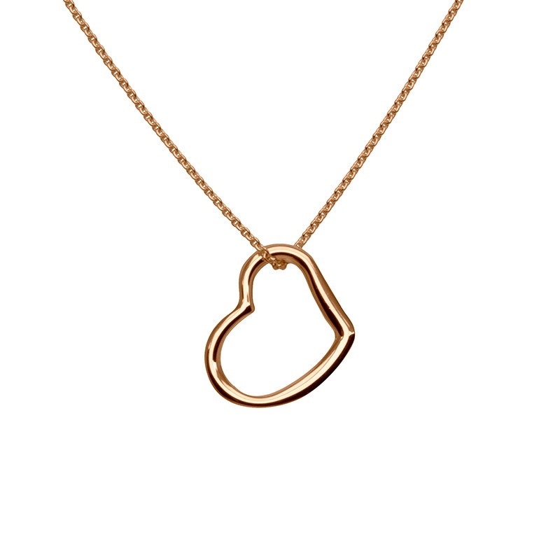Rose Gold Offset Open Heart Necklace