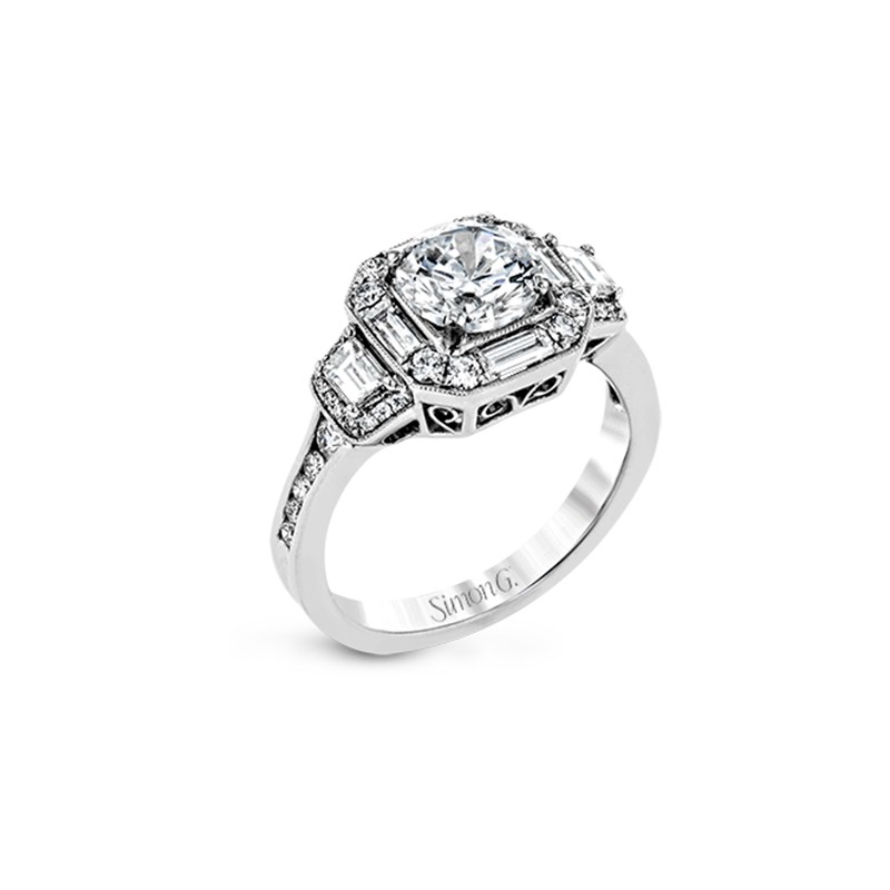 Platinum Octagon Engagement Ring Mounting