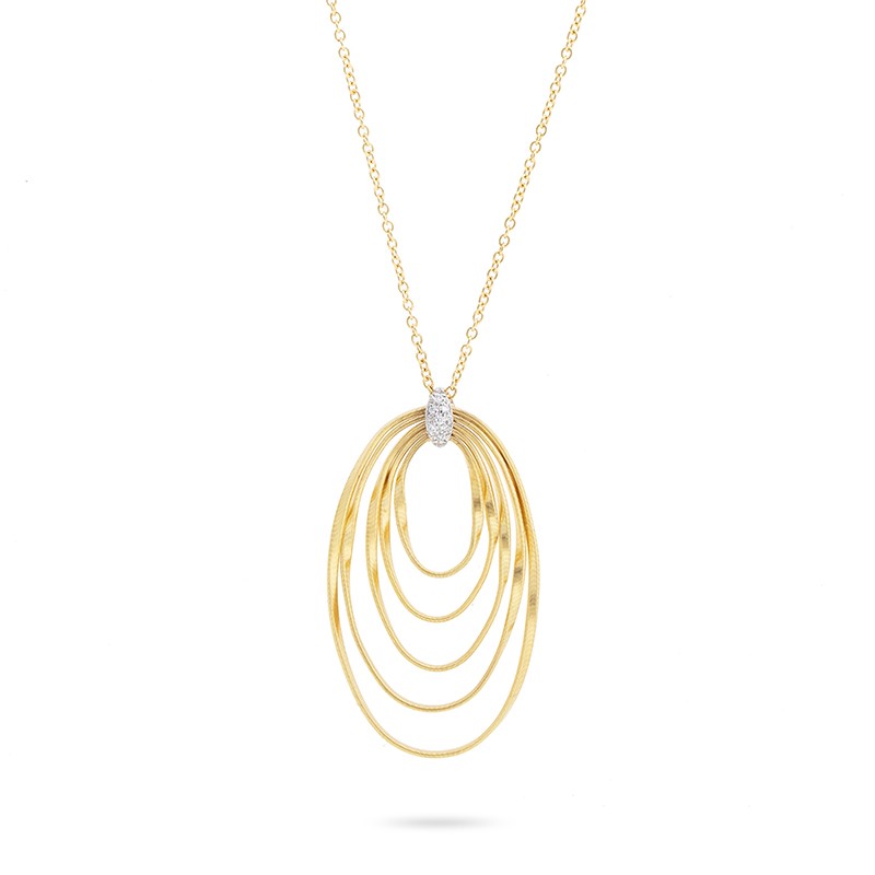 18k Yellow Gold and Diamond Concentric Large Pendant