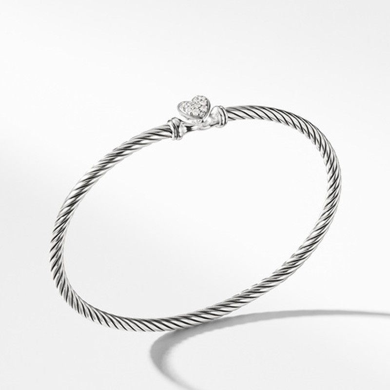 Cable Collectibles Heart Bracelet with Diamonds, 3mm