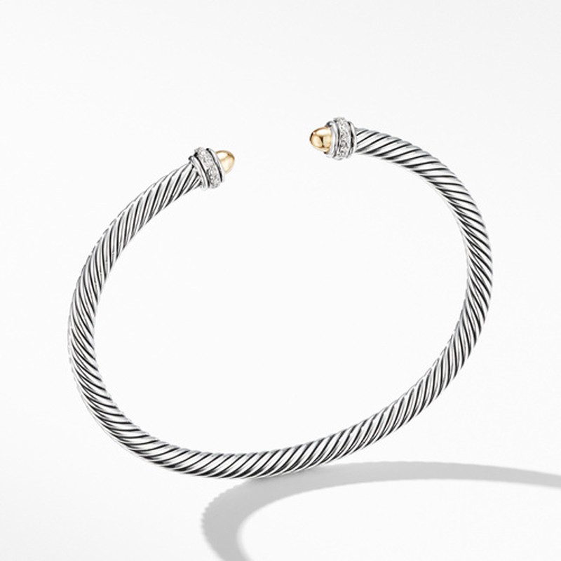 Cable Classic Collection® Bracelet with 18K Yellow Gold Domes and Diamonds